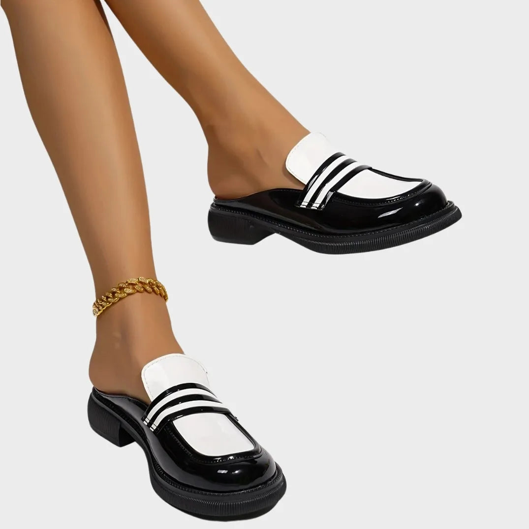 Bella Black & White Moccasins