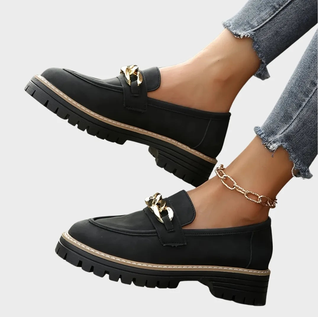 Urban Gold Black Moccasins