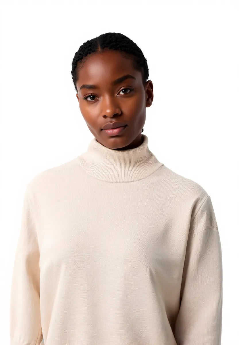 Cream Elegant Collar Sweater
