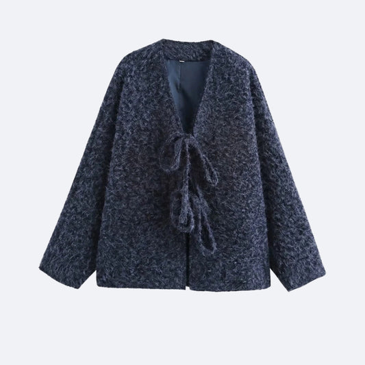 Veste Laine à Nœuds – Élégance Texturée