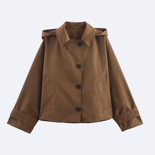 Brown Hooded Jacket – Casual Elegance