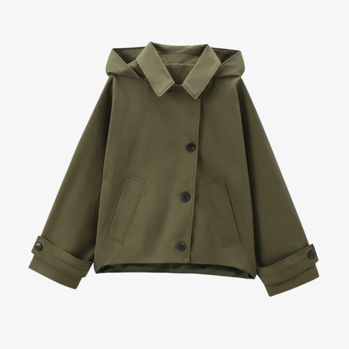 Veste Courte à Capuche – Kaki Moderne