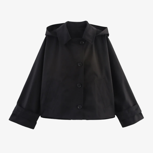 Veste Courte à Capuche – Noir Élégant