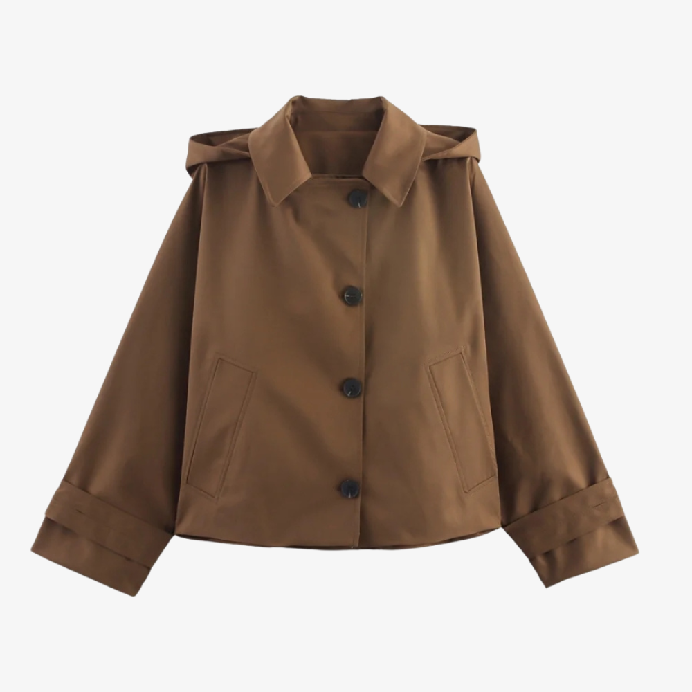 Veste Marron à Capuche – Élégance Décontractée