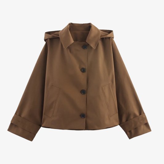 Veste Marron à Capuche – Élégance Décontractée