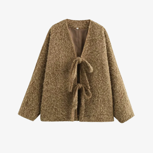 Veste Texturée à Nœuds – Marron Doux