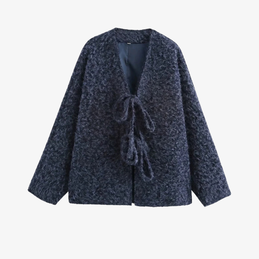 Veste Laine à Nœuds – Élégance Texturée