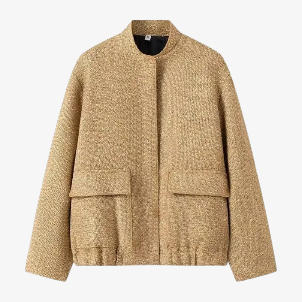 Veste Texturée Dorée – Élégance Lumineuse
