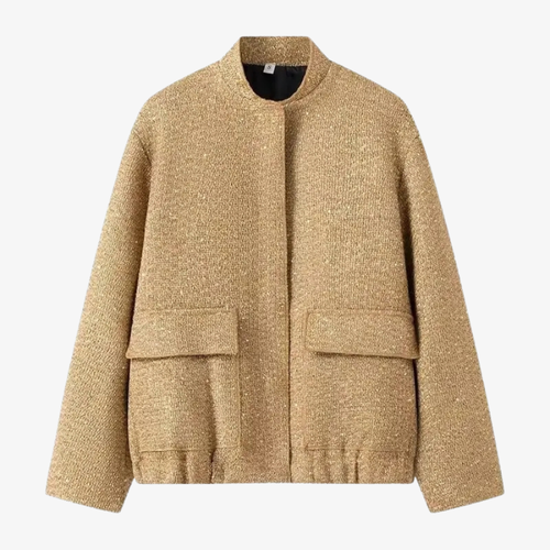 Veste Texturée Dorée – Élégance Lumineuse
