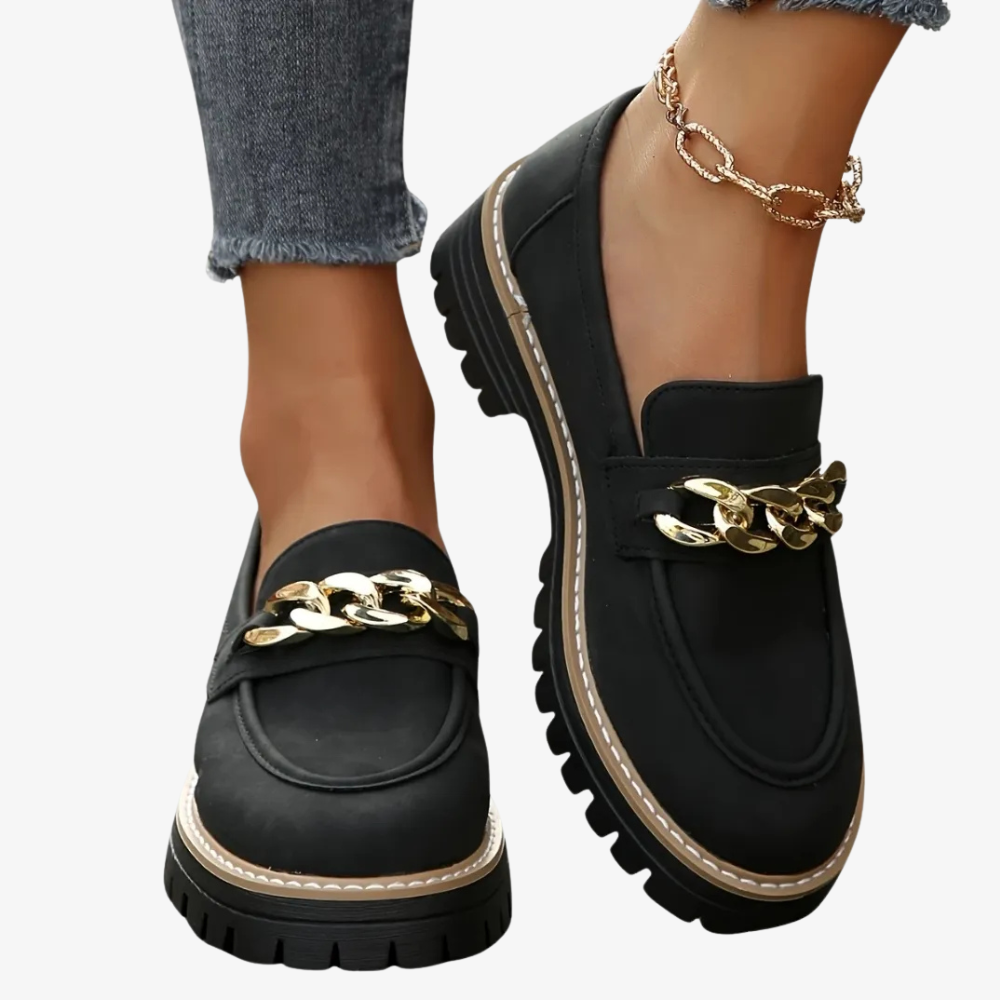 Urban Gold Black Loafers